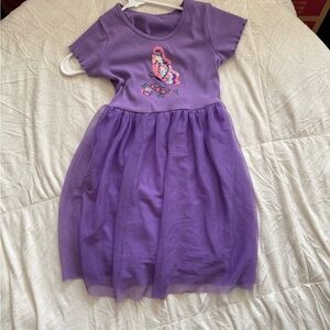 Purple Kids Dress with Embroidered Design